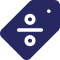 Decorative dark blue rounded square icon with two circular cutouts arranged vertically, no specific meaning.