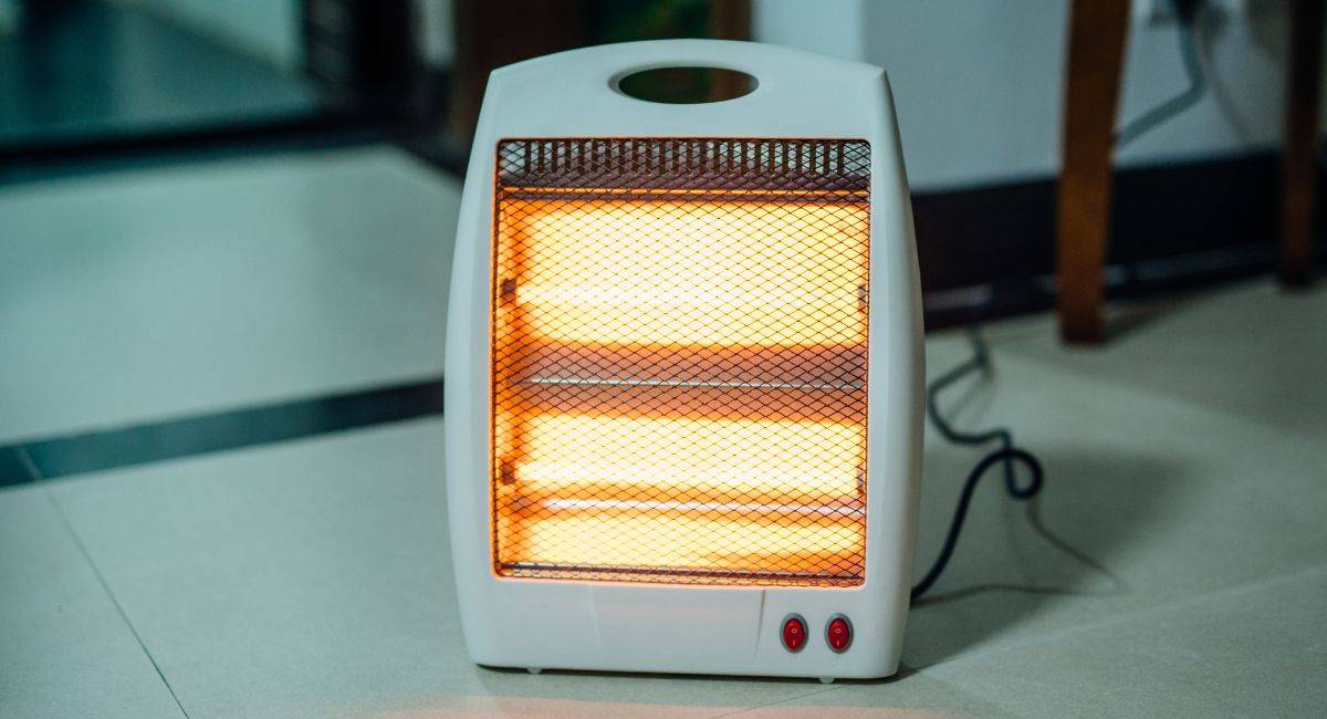 A portable space heater providing warmth to a room during cold weather.