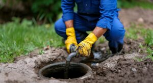 Emergency plumbers in Clanton performing septic tank maintenance for efficient waste management.