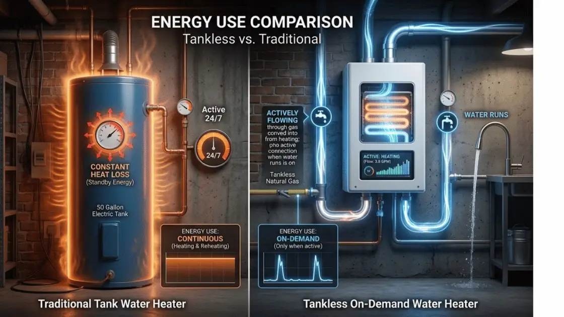 Energy Differences Between Tank and Tankless Systems